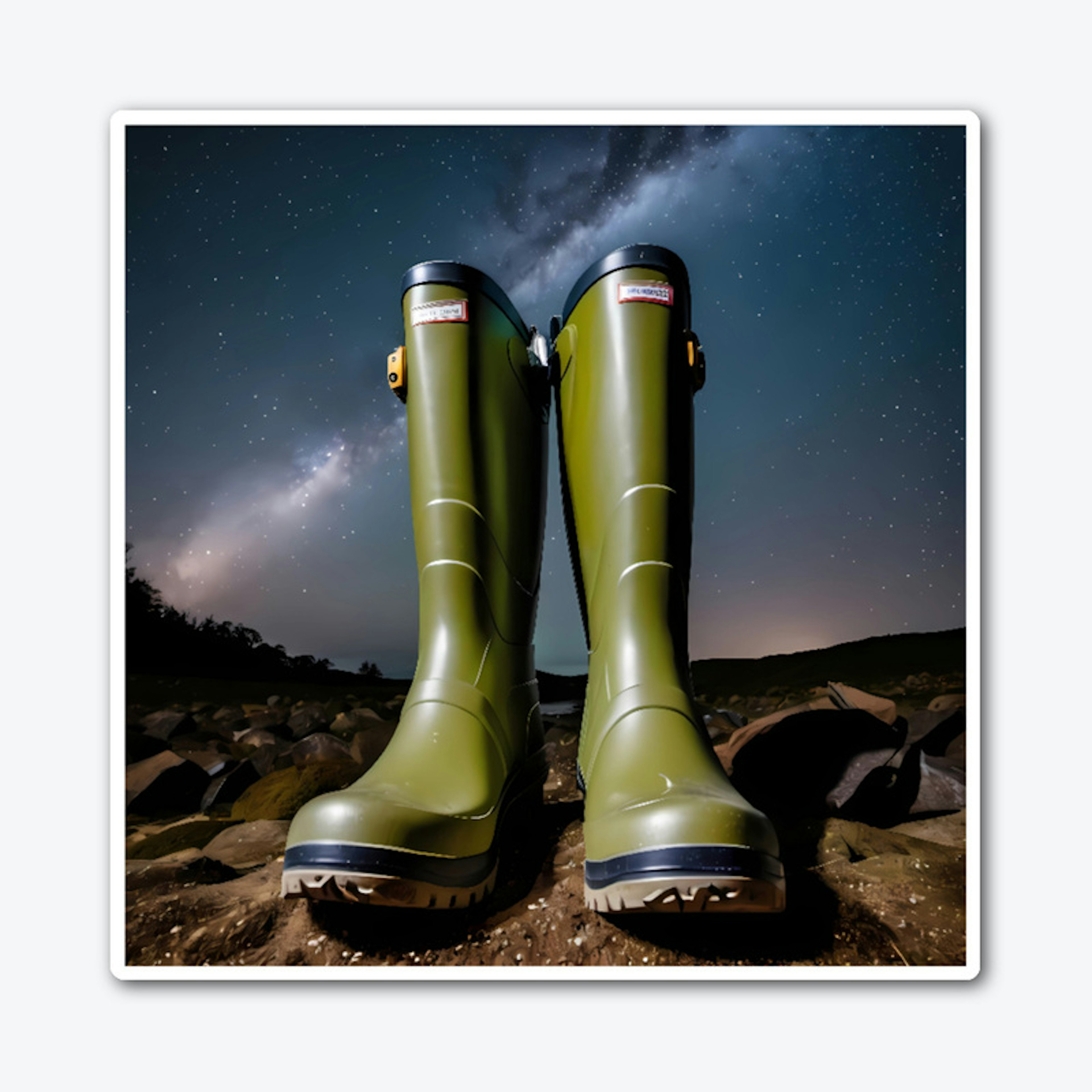 A pair of wellingtons and space