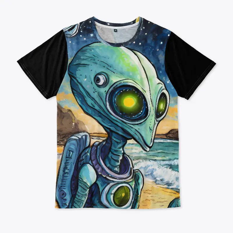 Space alien at the beach