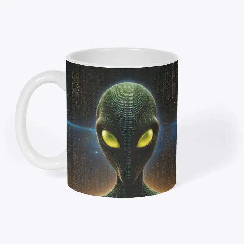 Alien with glowing eyes