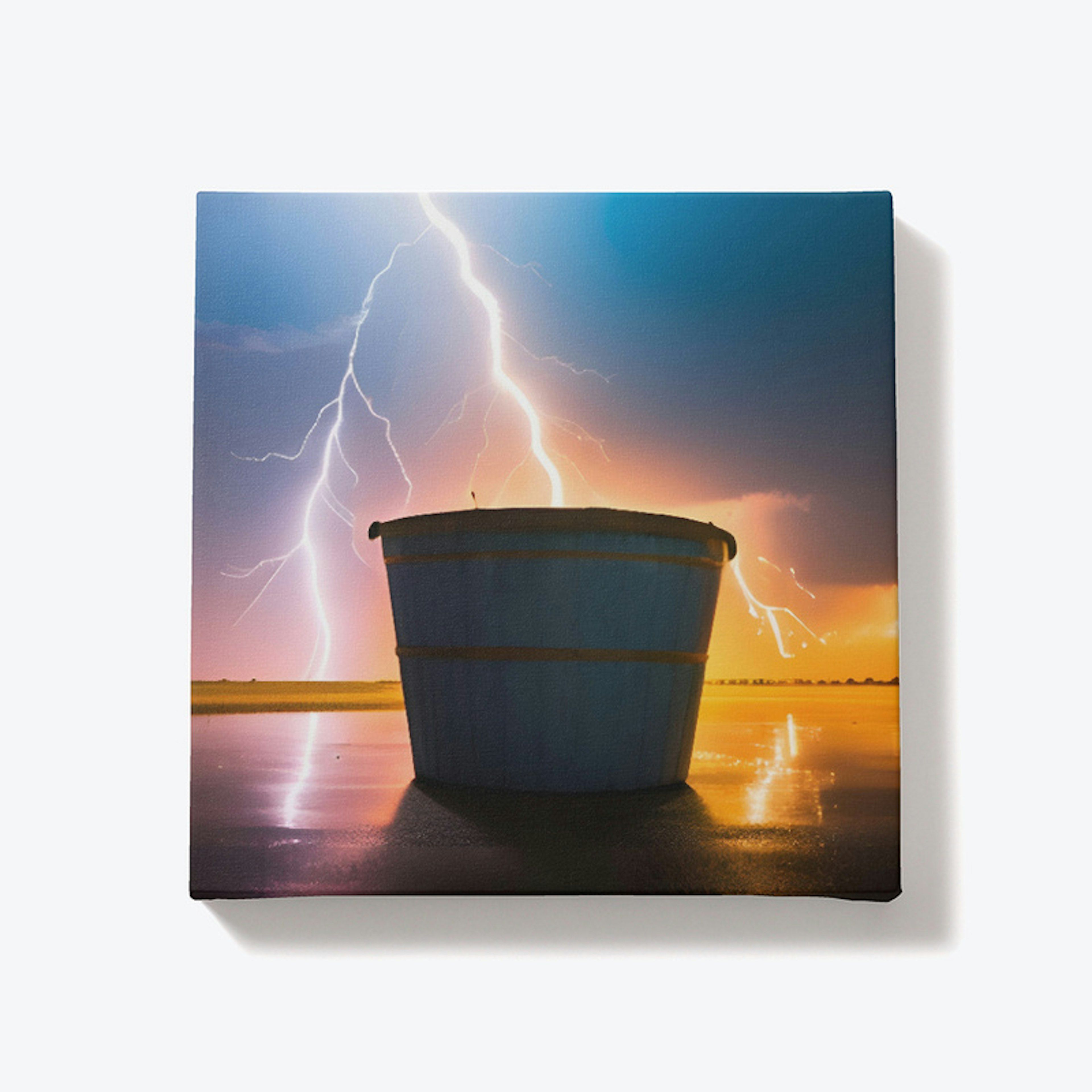 A bucket collecting lightning