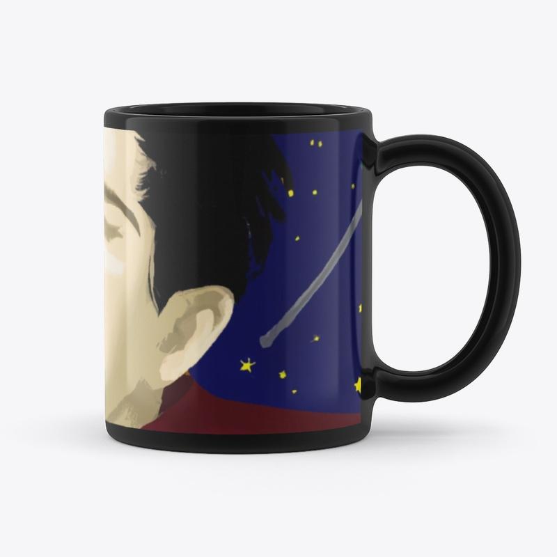 Space cheese black mug