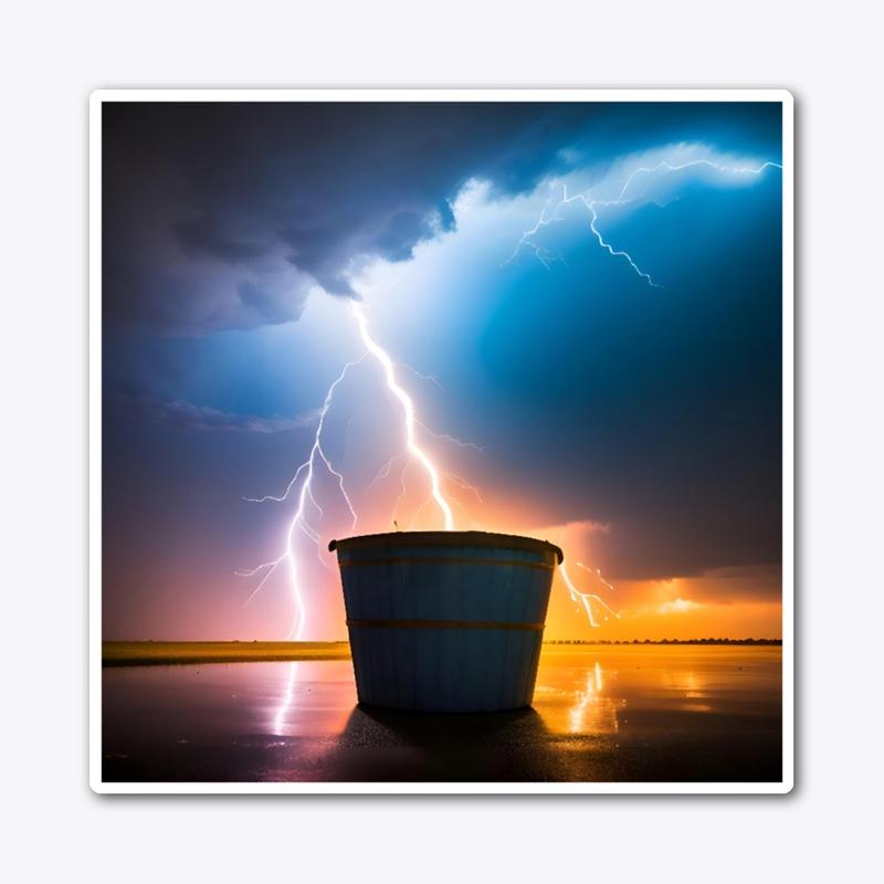 A bucket collecting lightning