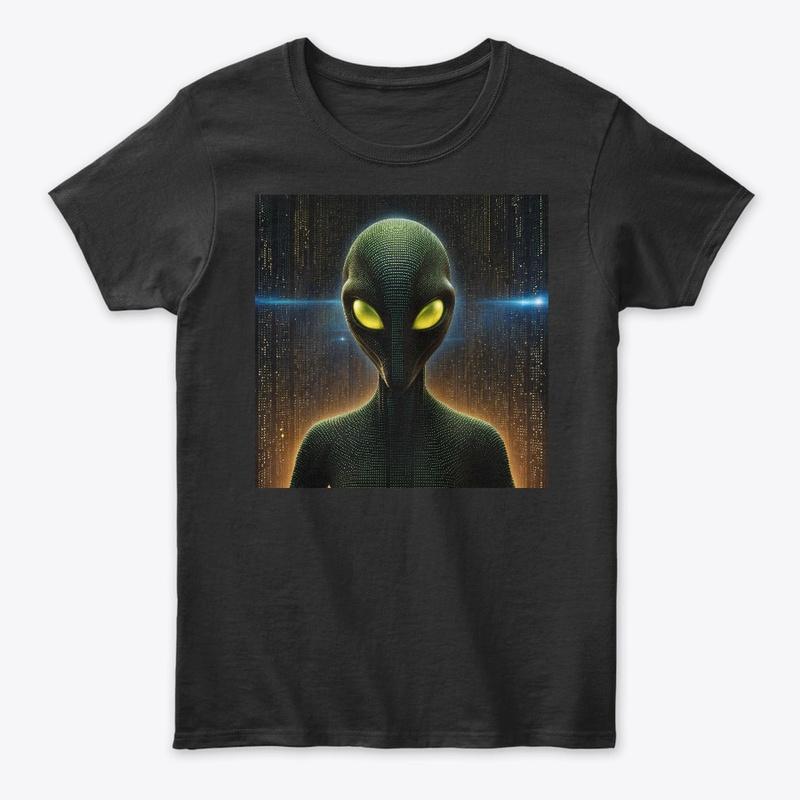 Alien with glowing eyes